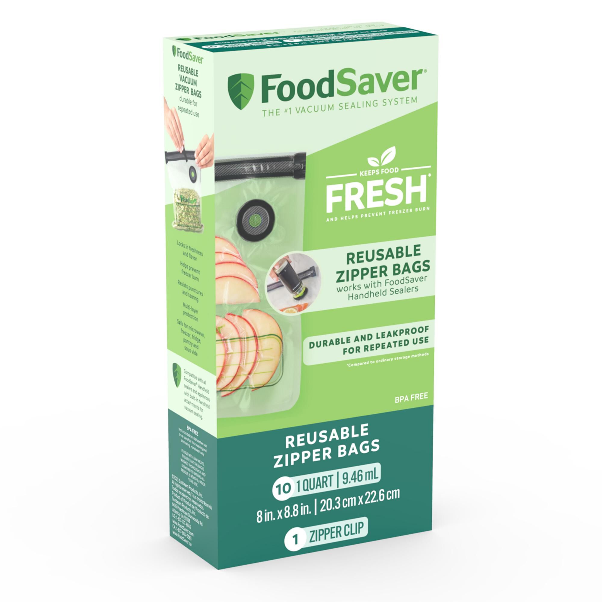FoodSaver 真空パック機 Special Value Pack FoodSaver Reusable Vacuum Zipper Bags, Quart-Size (946 mL), 10