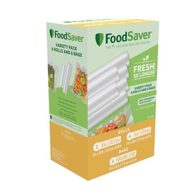 FoodSaver Vacuum Sealer Roll and Bag Variety Pack, 6 Rolls and 6 Bags