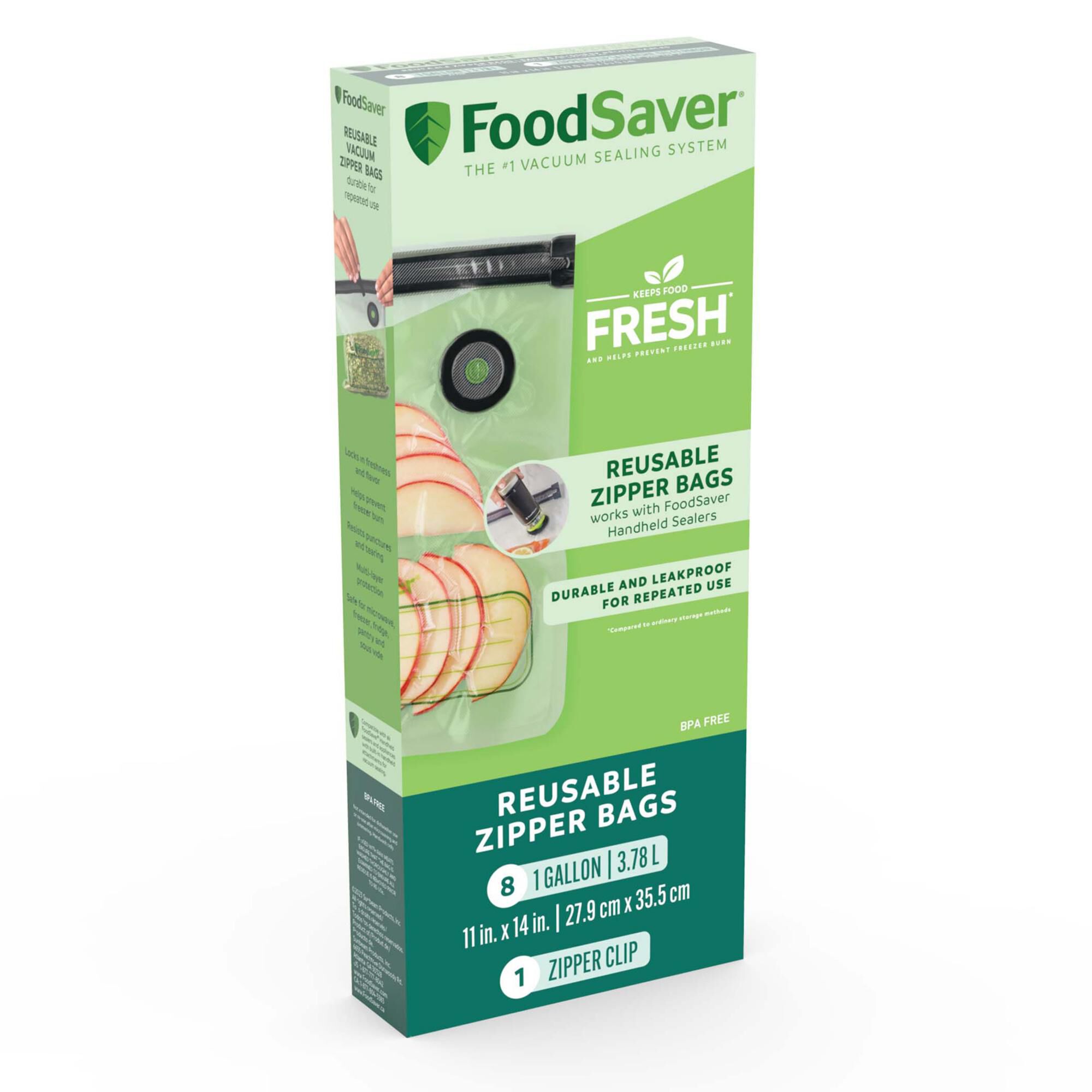 FoodSaver Reusable Vacuum Zipper Bags Gallon Size 3.78 L 8 Pack 2193708 FoodSaver Canada