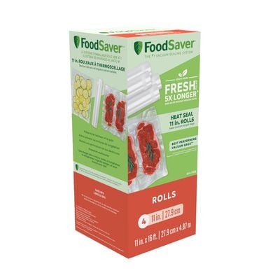 FoodSaver 11" x 16' Vacuum Sealer Rolls (27.9 cm x 4.87), 4 Pack