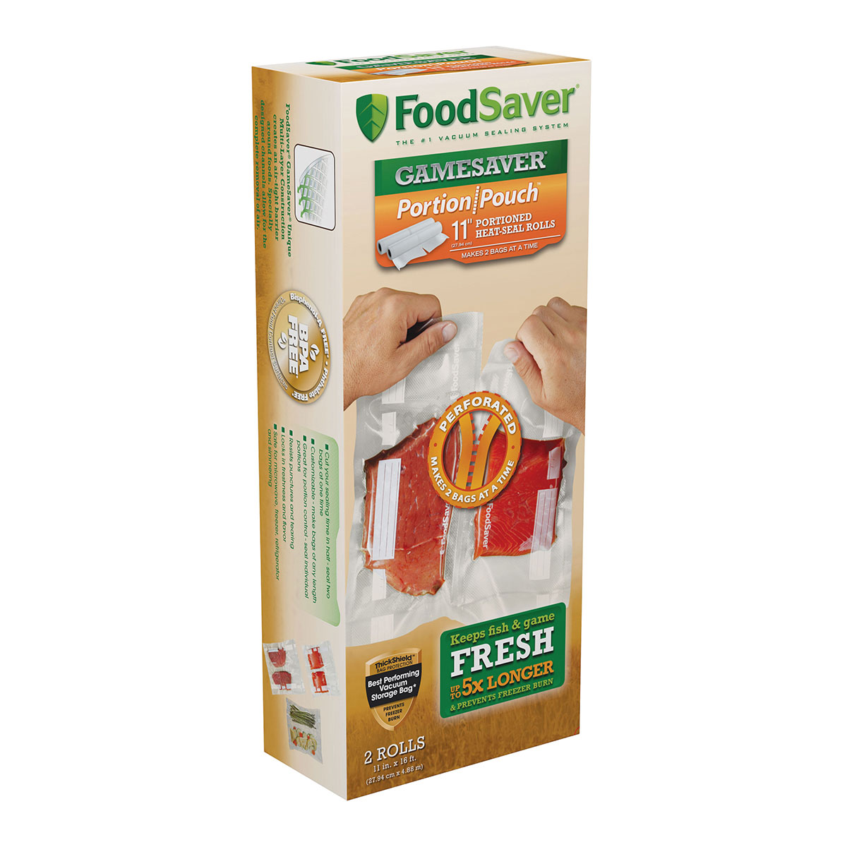 FoodSaver® GameSaver® Portion Pouch™ 11" x 16' Heat-Seal Vacuum Sealer Rolls, 2-Pack FoodSaver® GameSaver® Portion Pouch™ 11" x 16' Heat-Seal Vacuum Sealer Rolls, 2-Pack