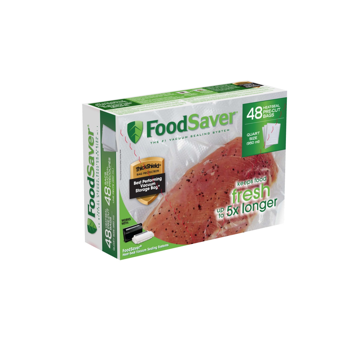 FoodSaver FSFSBF0216-NP Vacuum Seal Bag, 1 qt Capacity, C